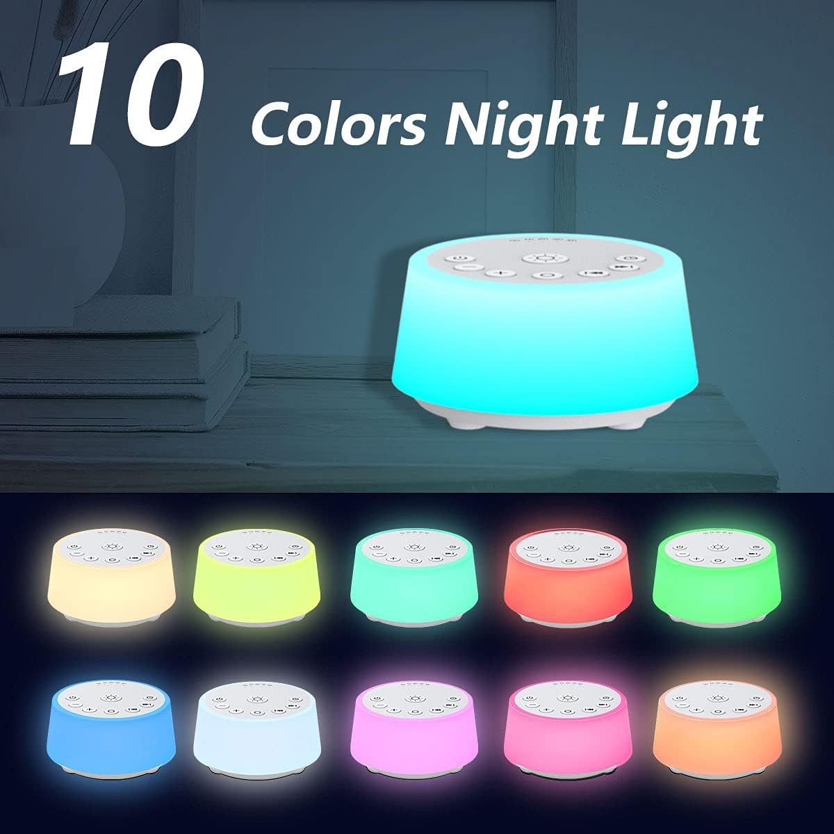Color Noise Sound Machines with 10 Colors Night Light 25 Soothing Sounds and Sleep White Noise