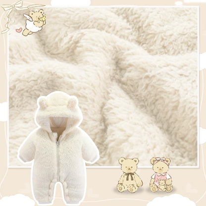 UVIPC Baby Newborn Bear Outfit Fleece Snowsuit Winter Clothes Hooded Jumpsuit Romper for Baby boy
