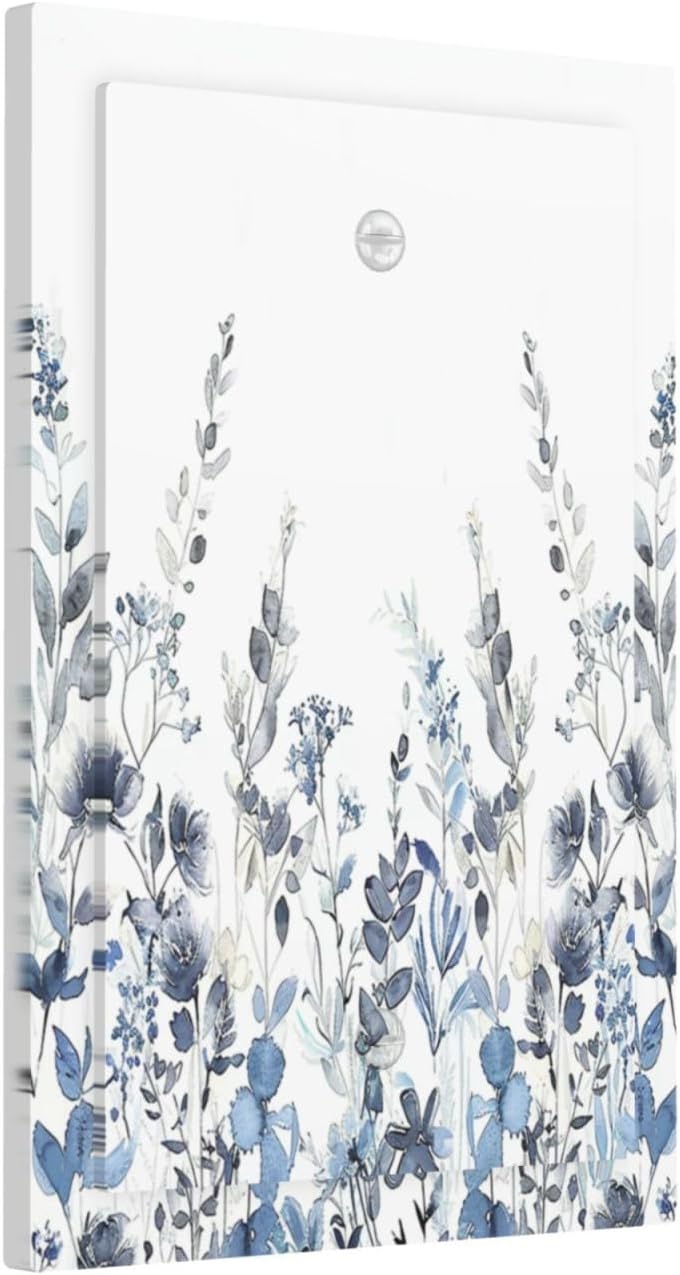 Light Switch Cover Plate Light Blue Watercolor Leaves Plant With Floral 1 Gang No Device Blank