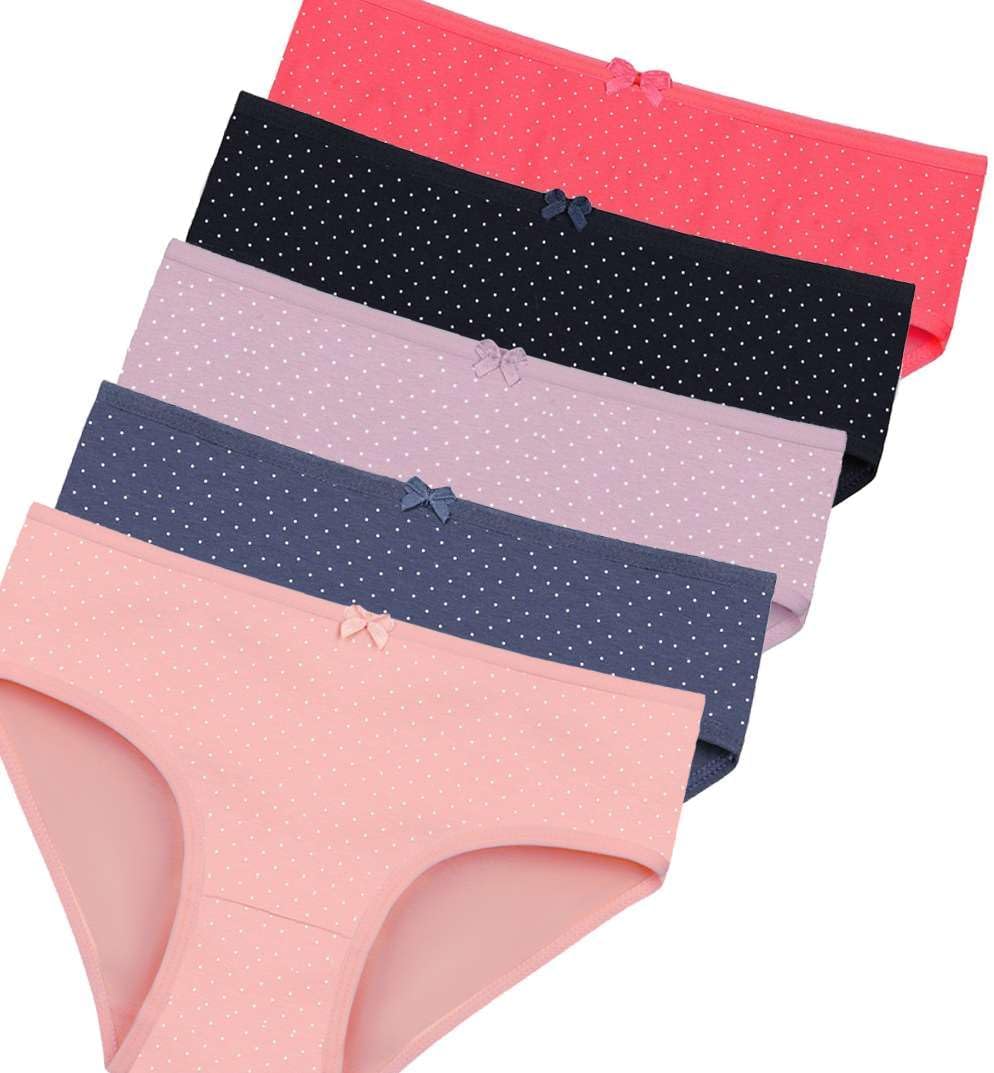 Donella Girls' Soft Cotton Underwear - Kids Bikini Brief Panties for Girls and Toddlers 5-Pack