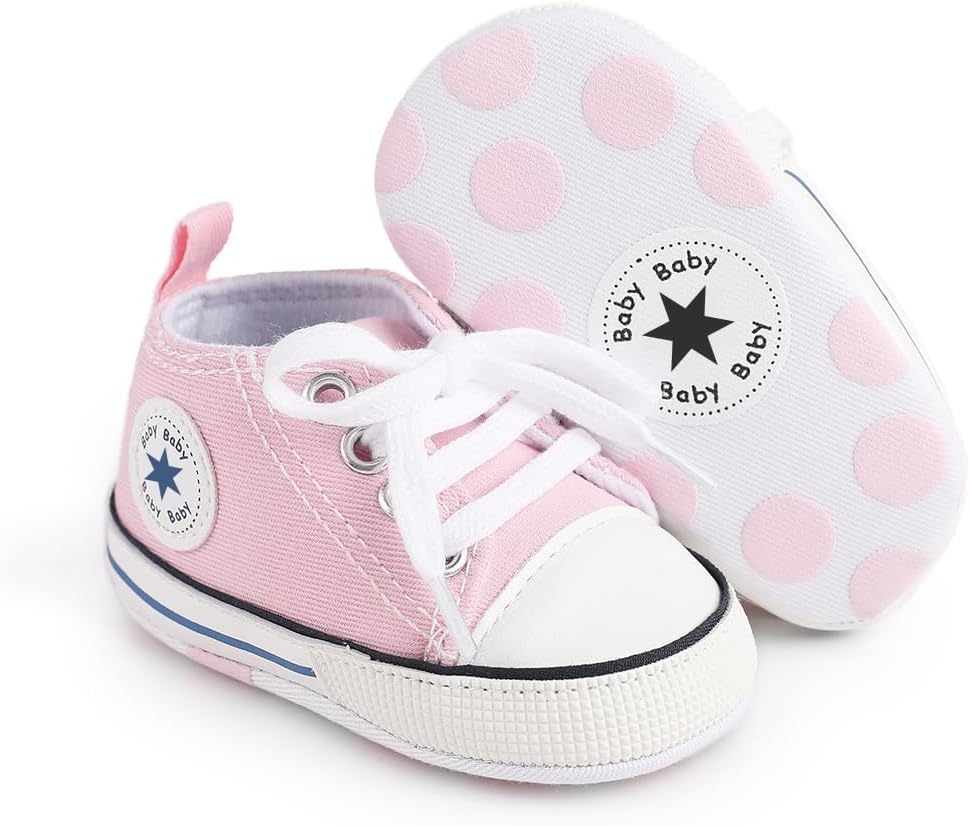 Unisex Baby Girls Boys Canvas High-top Shoes, Newborn Infant Anti-Slip Soft Sole Frist Walking