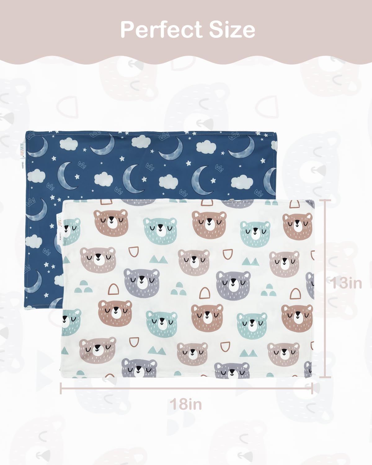 ALVABABY Toddler Pillowcases Stretchy Soft Kids Pillow Cover 2 Pack Fit 13"x 18" or 12"x16"