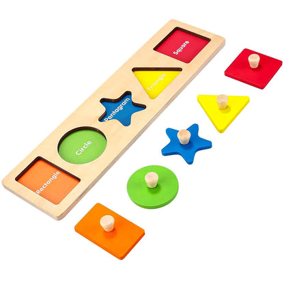 QODOFLR First Jumbo Knob Wooden Shape Puzzle for Toddlers 1-3,Montessori Toddler Puzzle Toys for1-2