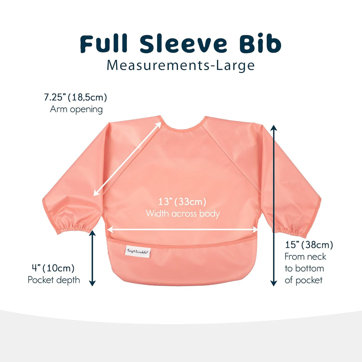 Tiny Twinkle Mess Proof Baby Bibs, 2pk Waterproof Smock Baby Bibs for Eating, Machine Washable Long