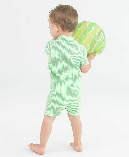 RUGGEDBUTTS Baby/Toddler Boy Swimsuit, One Piece Zipper Rash Guard Sunsuit with UPF 50+ Sun