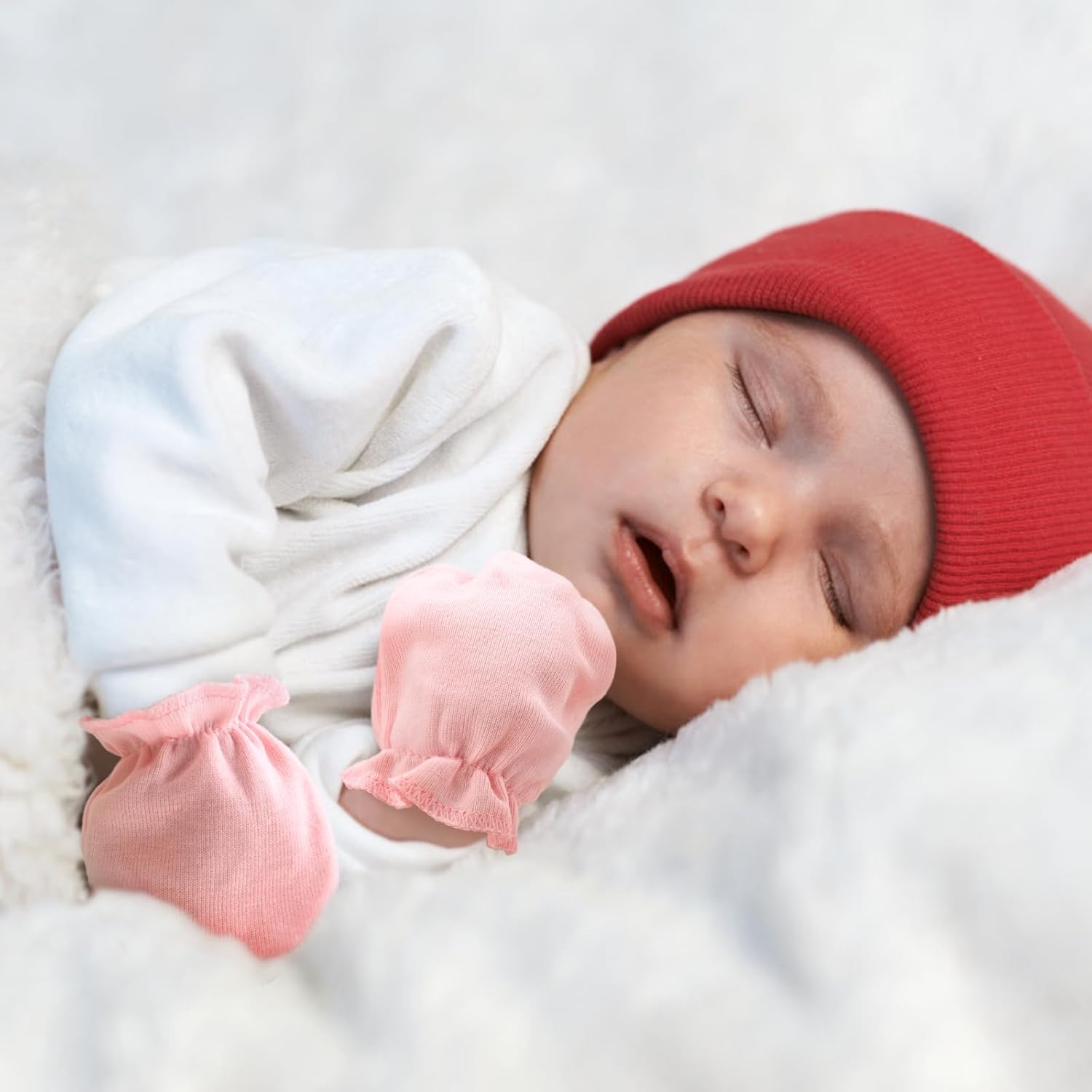 Newborn Baby Mittens No Scratch Cotton Elastic Wrist Gloves Infant Toddler Mittens for Baby Boy