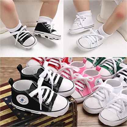 Unisex Baby Girls Boys Canvas High-top Shoes, Newborn Infant Anti-Slip Soft Sole Frist Walking