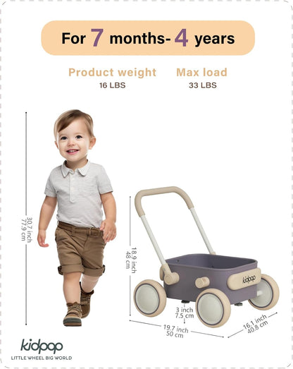 Kidpop PULA 2-in-1 Push and Pull-Along Wagon, Baby Push Walker for First Learner from 7 Month to 4