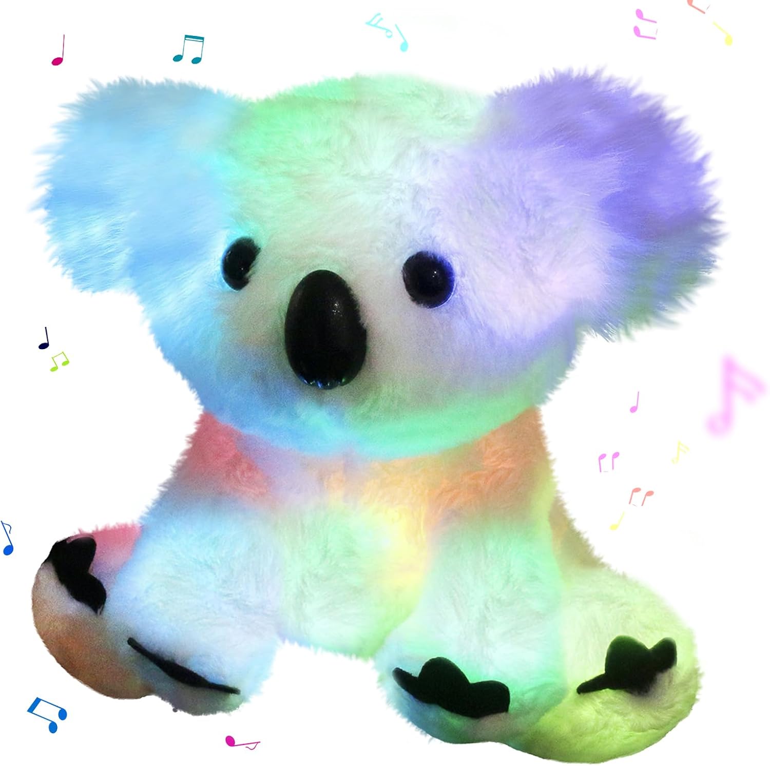 Glow Guards Musical Light up White Koala Stuffed Animal LED Singing Wildlife Soft Plush Toy with