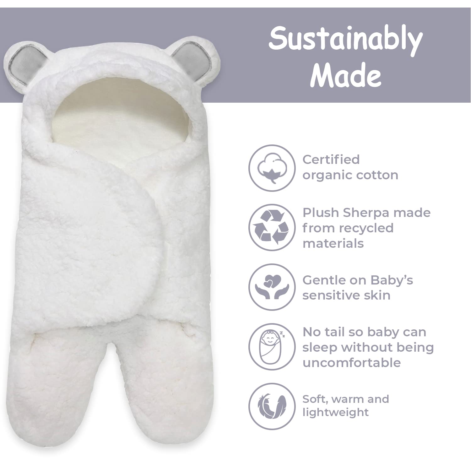 Jam Naturals-Cute Bear Organic Newborn Swaddle Wrap-Gender Neutral Soft Baby Blanket, Newborn Baby