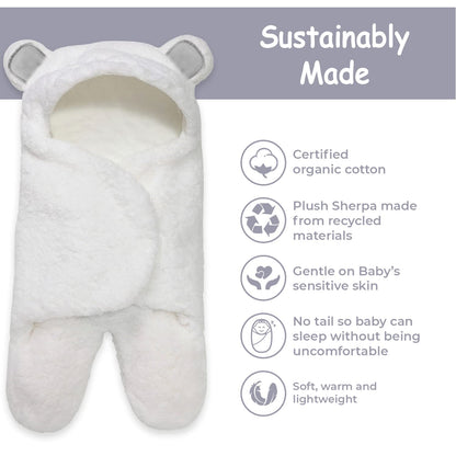 Jam Naturals-Cute Bear Organic Newborn Swaddle Wrap-Gender Neutral Soft Plush Receiving Blanket