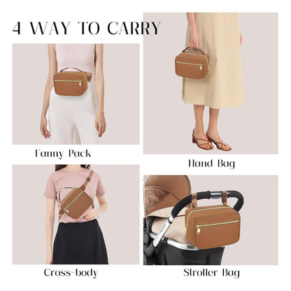 printe Small Diaper Bag with Portable Changing Pad, Crossbody Diaper Pack with Wipes Pocket, Women