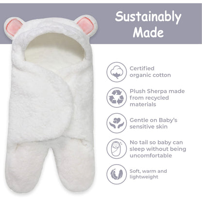 Jam Naturals- Baby Swaddle Blanket, Cute Bear Organic Receiving Swaddling Wrap, Newborn Baby Girl