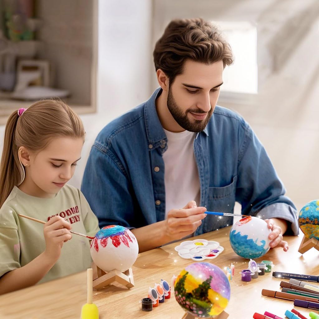 HOLA Paint Your Own Moon Lamp Kit, 2025 Update USB Rechargeable Remote Control, DIY Arts Supplies