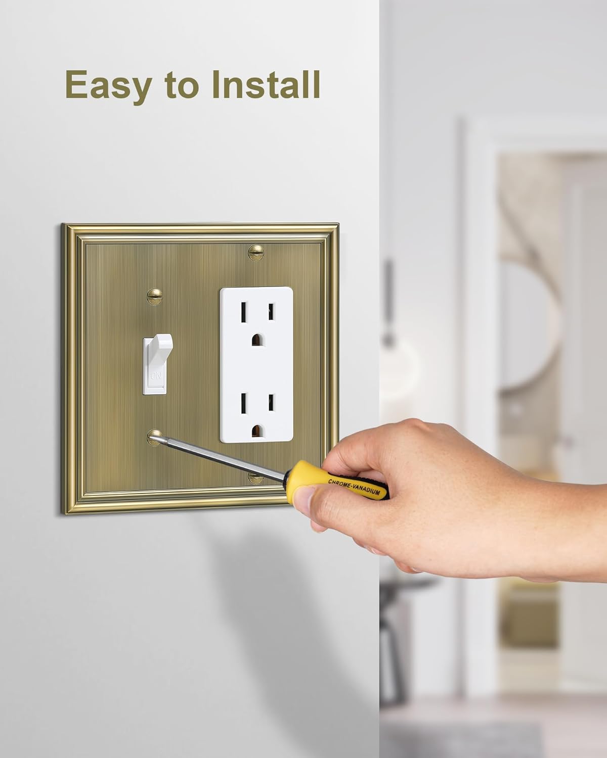 2-Pack Combo Toggle/Decorator Light Switch Cover Plate, Antique Brass Decorative Electrical Outlet