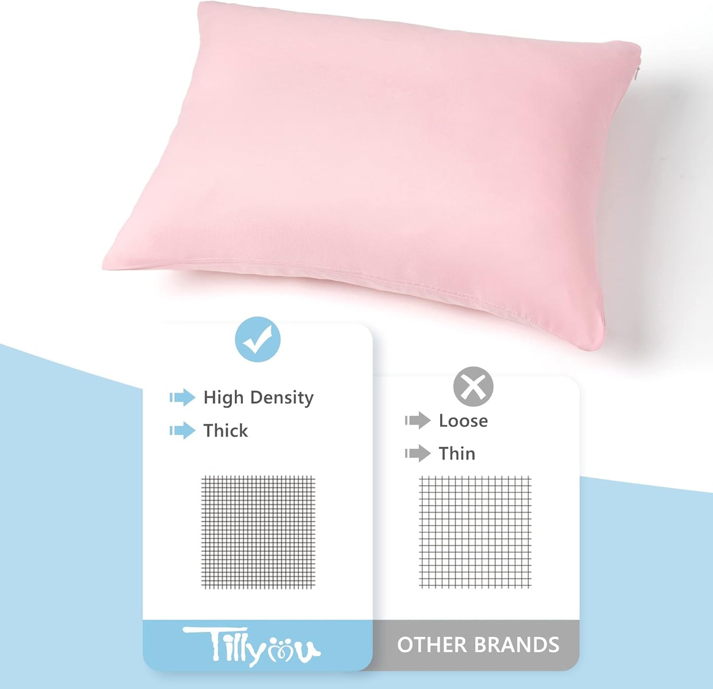 TILLYOU Toddler Pillowcase 2 Pack with Zipper,Silky Soft Microfiber 13" x 18" Kids Travel Pillow