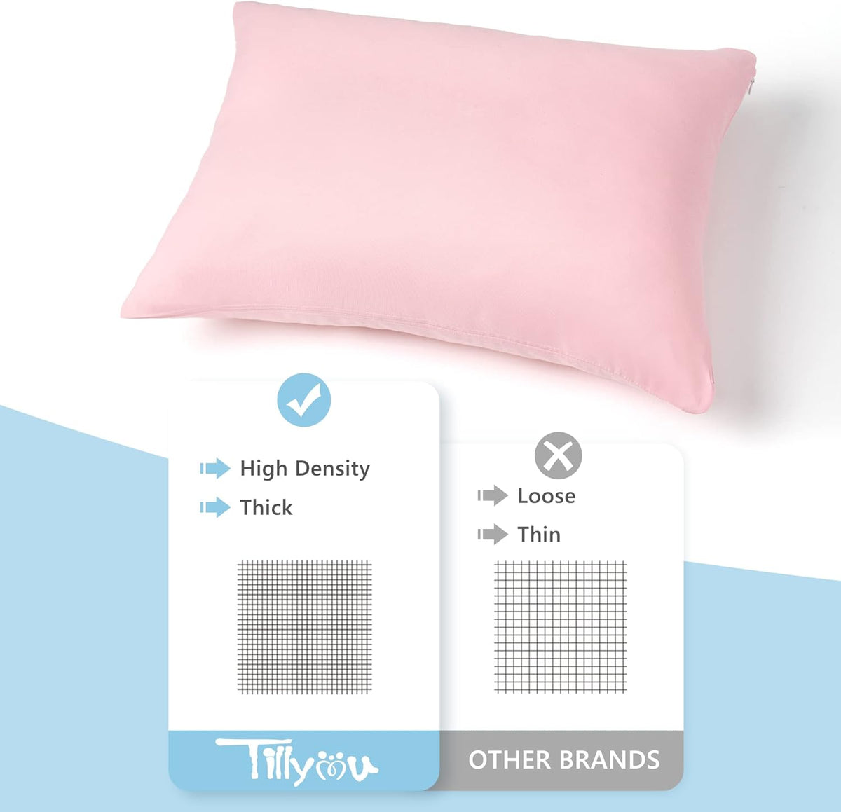 TILLYOU Toddler Pillowcase 2 Pack with Zipper,Silky Soft Microfiber 13" x 18" Kids Travel Pillow