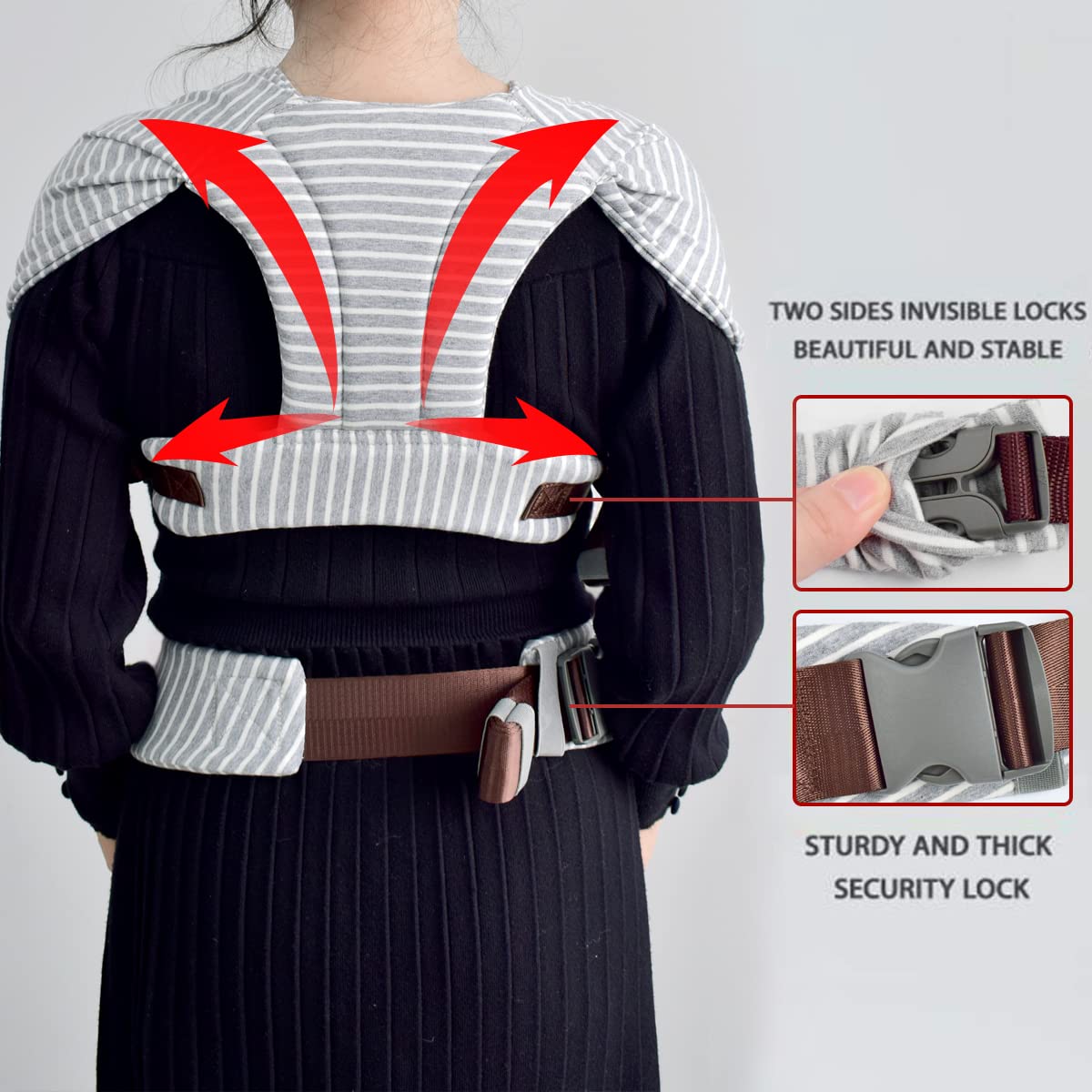 vrbabies Baby Wraps Carrier Newborn to Toddler (Striped Grey)