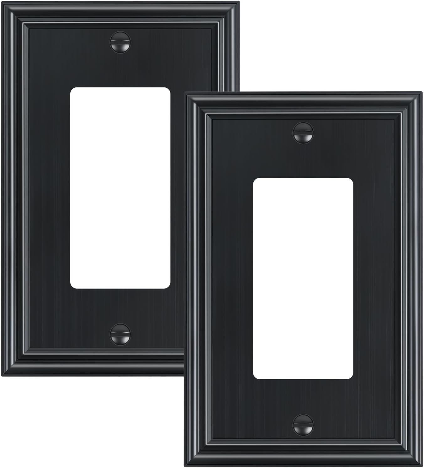 2-Pack Decorator Outlet Cover Plate, Black Decorative Switch Plates and Outlet Covers, Durable Zinc