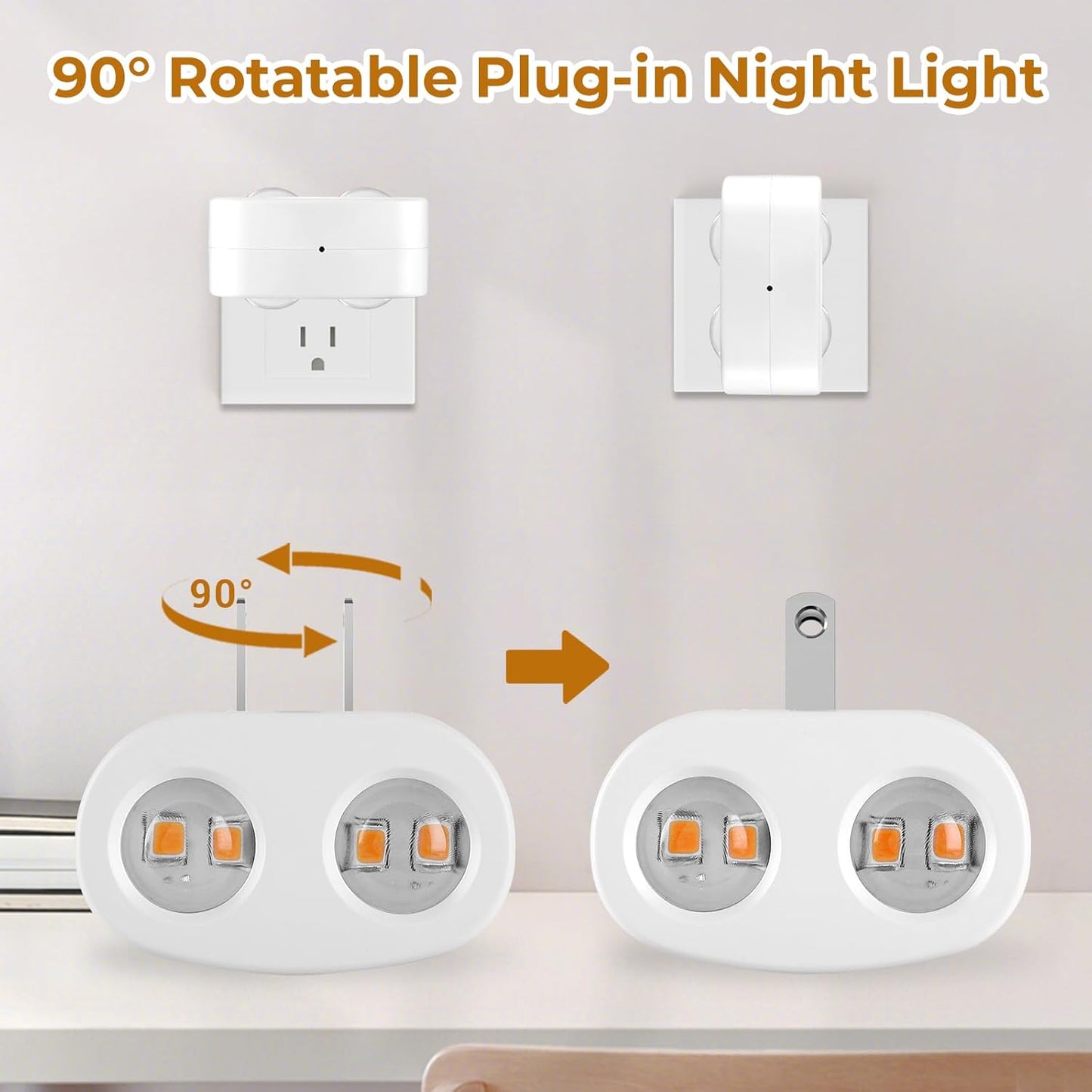 Night Light Plug into Wall, 4 Pack LED Night Lights,Rotatable Plug Night Lights,Dusk to Dawn Light