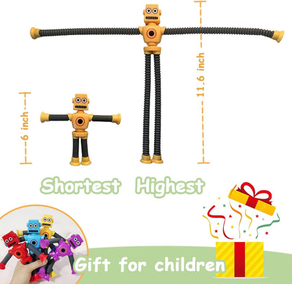 Pop Tubes Robot Fidget Toys 12 Packs Telescopic Suction Cup Stretchy Robots Toys Autism Sensory
