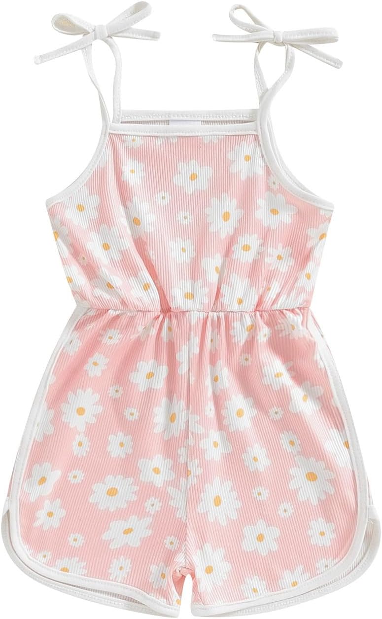 WZTYYDS Toddler Baby Girl Summer Clothes Floral Romper Tie-Up Strap Halter Jumpsuit Infant Summer