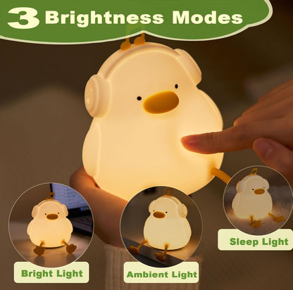 DREAMING MY DREAM Cute Duck Night Light,LED Squishy Novelty Duck Lamp,3 Level Dimmable Soft