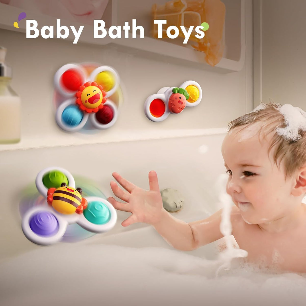 ALASOU 3PCS Pop Suction Cup Spinner Toys for 1 Year Old Boy Girl|Novelty Spinning Tops Toddler Toys