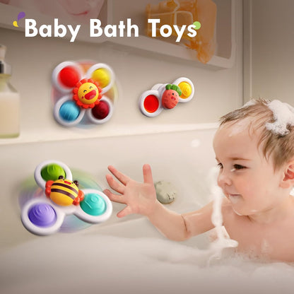 ALASOU 3PCS Pop Suction Cup Spinner Toys for 1 Year Old Boy Girl|Novelty Spinning Tops Toddler Toys