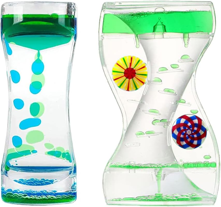 Liquid Motion Bubbler Timer 2 Pack Bubble Timers Hourglass Liquid Bubbler Oil and Water Sensory