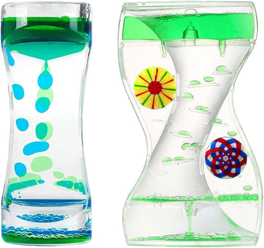 Liquid Motion Bubbler Timer 2 Pack Bubble Timers Hourglass Liquid Bubbler Oil and Water Sensory