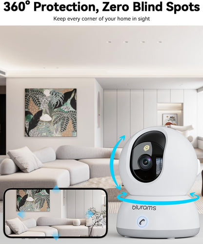 blurams Pet Camera 4K, 8MP Indoor Cameras for Home Security with One-Touch Call, Color Night