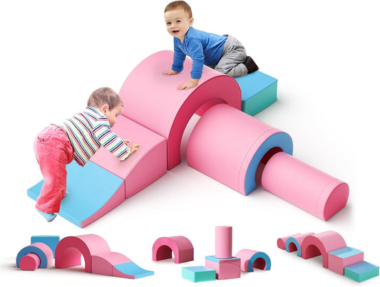 Lischwert Foam Climbing Blocks, Soft Climbing Toys for Toddlers, 5 Pieces Crawl and Climb Foam