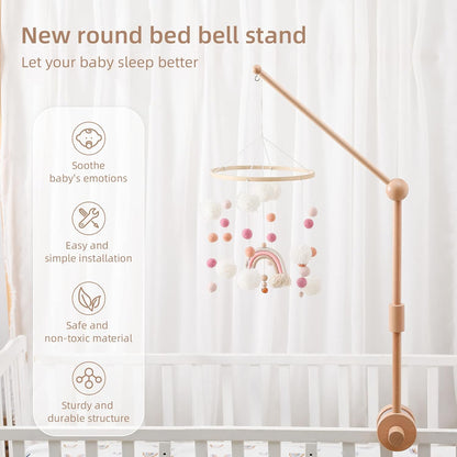 Baby Crib Mobile Arm - Wooden Baby Mobile Crib Holder 31 inch for Mobile Hanging Baby Crib