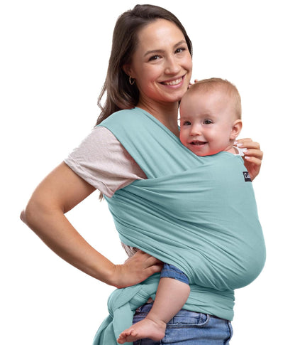 Cuddlebug Baby Wrap Carrier, Soft Stretchy Newborn Sling, 7-35 lbs, Mint