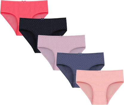 Donella Girls' Soft Cotton Underwear - Kids Bikini Brief Panties for Girls and Toddlers 5-Pack