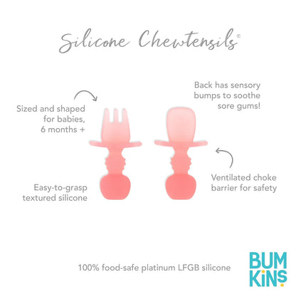 Bumkins Baby Utensils Set, Chewtensils Silicone Spoons for Dipping, Self-Feeding, Baby Led Weaning