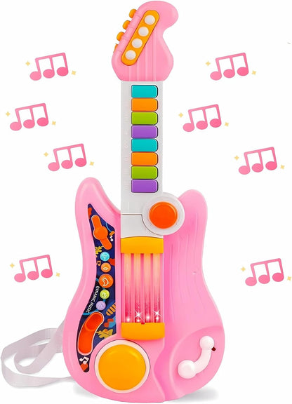 Kids Guitar, Electric Toddler Baby Music Toys for Ages 2-4 with Piano Mode Strap and Lights Child