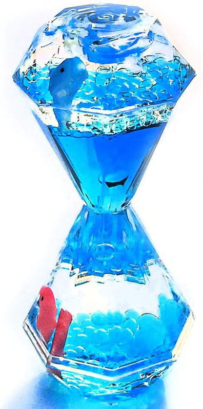 YUE MOTION Liquid Motion Bubbler Floating Sea Creatures, Diamond Shaped Liquid Timer for Fidget