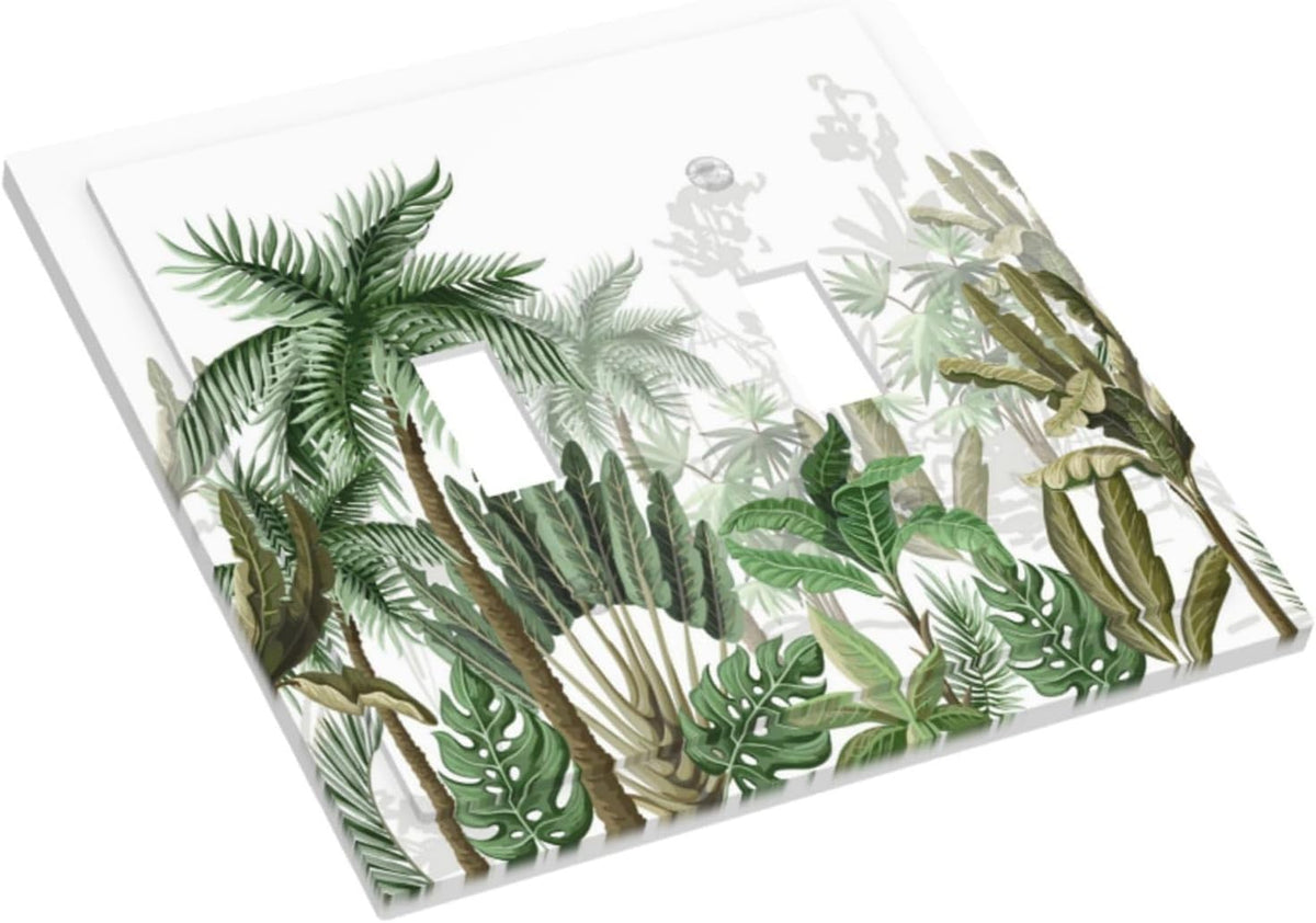 Palm Tree Banana Leaf Green Rainforest Natural Landscape Decorative Switch Plates 2 Gang Double