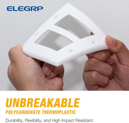 ELEGRP 2-Gang Decorative Wall Plates, Mid-Size 4.88" H x 4.94" L Unbreakable Thermoplastic