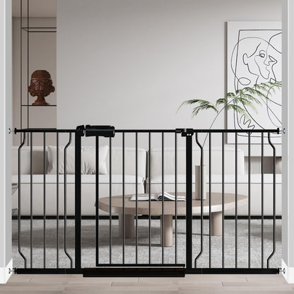 Fairy Baby Extra Wide Baby Gate Black 53-57.5 Inch Wide, Walk Through Pressure Mounted No Drill