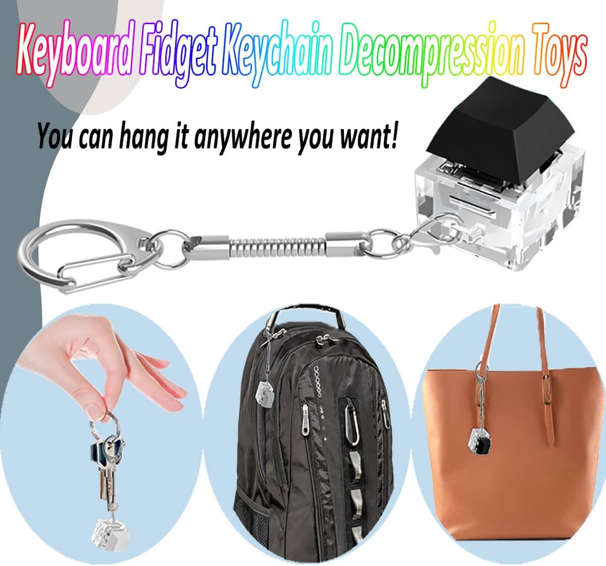 Keyboard Fidget Toys, Keyboard Fidget Keychain Keyboard Decompression Toys Keyboard Fidget Toy