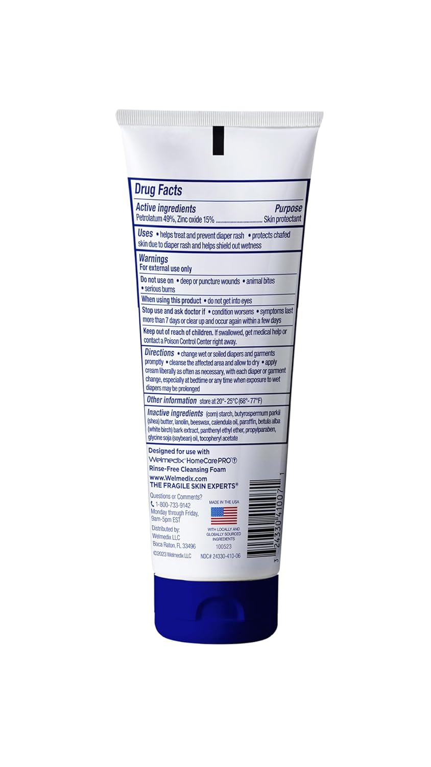 HomeCare PRO Rapid Relief Adult Diaper Rash Cream – Extra Thick, Moisturizing Barrier Cream for
