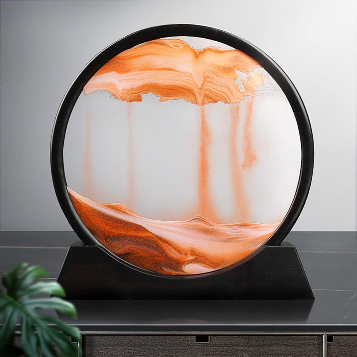 Moving Sand Art Picture in Motion Round Glass 3D Deep Sea Landscape, Dynamic Sand Art Sandscapes