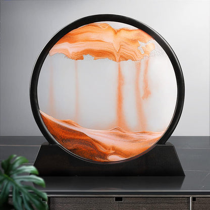 Moving Sand Art Picture in Motion Round Glass 3D Deep Sea Landscape, Dynamic Sand Art Sandscapes