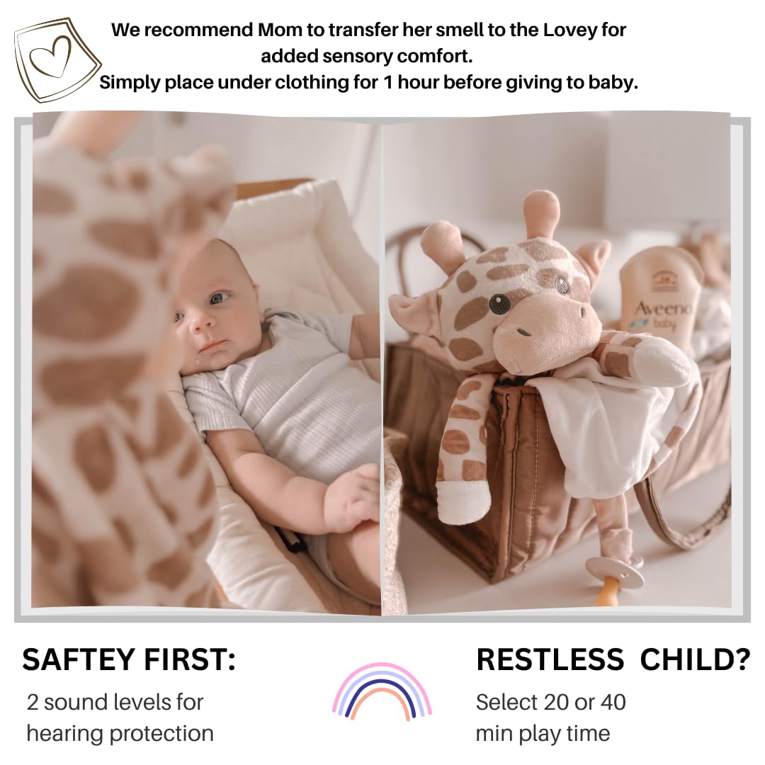 Love By Emi Baby Music Lovey Beige & White Giraffe, Baby Sleep Soother for Crib & Cuddle Bedtime