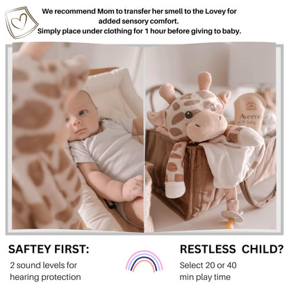 Love By Emi Baby Music Lovey Beige & White Giraffe, Baby Sleep Soother for Crib & Cuddle Bedtime