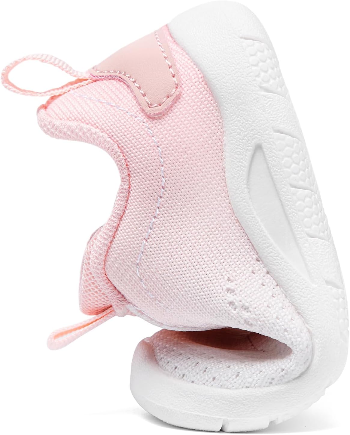 MORENDL Toddler Slip On Sneakers Baby Walking Shoes Non-Slip Breathable Unisex Pink Mesh Lace-Up