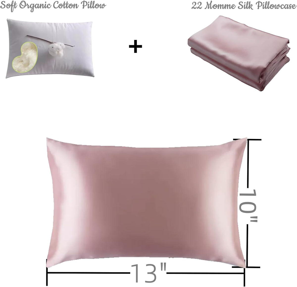 Organic Silk Baby Pillowcase with Zipper, Small 10"x13" Pillow Cover for Boys & Girls, Ideal for
